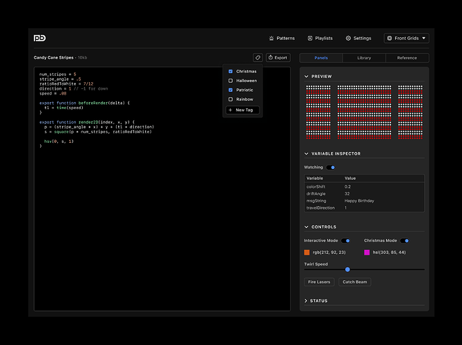 Pattern Editor — Panels