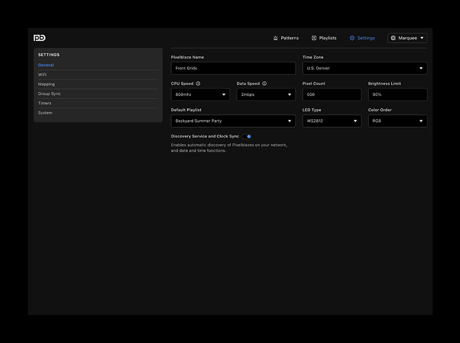 Settings — General
