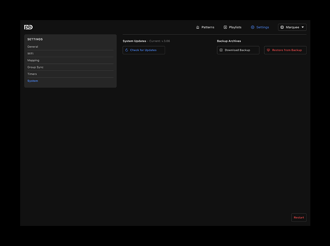 Settings — System