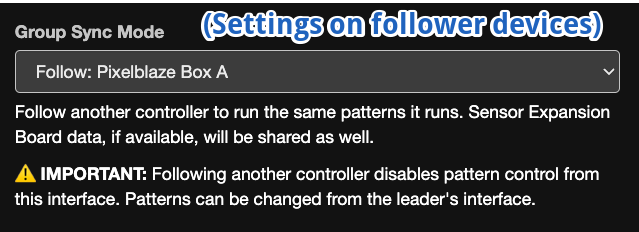 Follower settings for leader, annotated